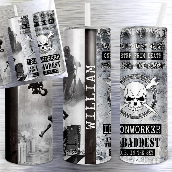 Vintage iron workers walking hanging distressed tumbler - you get both straight & tapered digital designs for sublimation 20 oz. skinny