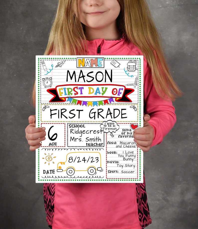 First Last Day of School Dry Erase Design 3 Options Included Etsy