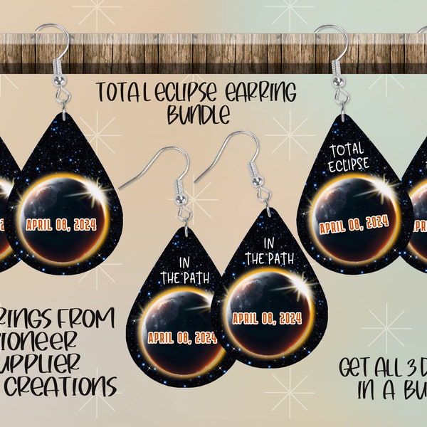Total Eclipse earring trio rounded teardrop instant download digital design for sublimation fits www.PScreation.org rounded teardrop