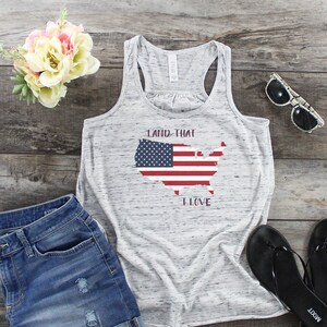 Land That I Love Shirt - 4th Of July Shirt - Patriotic Tank Top - Camiseta Patriótica - American Flag Shirt - Camisa del Cuarto de Julio imagen 1