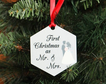 First Christmas As Mr. & Mrs. Ornament - First Married Christmas Ornament - Personalized Ornament - Wedding Ornament - Gift For Wife