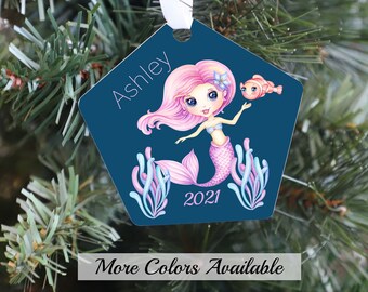 Mermaid Ornament - Mermaid Christmas Ornament - Personalized Christmas Ornament - Personalized Mermaid Ornament - Under Sea Ornament