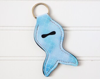 Mermaid Scales Chapstick Holder - Lip Balm Keychain - Mermaid Lip Balm Holder - Mermaid Tail Lipgloss Holder - Mermaid Lipgloss Sleeve