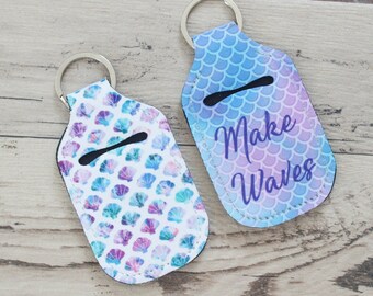 Mermaid Hand Sanitizer Holder - Mermaid Keychain - Seashell Sanitizer Holder - Back To School - Stocking Stuffer