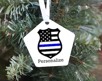 Police Ornament - Personalized Police Ornament - Blue Line Ornament - Back The Blue Ornament - Police Officer Ornament - Police Gift Idea