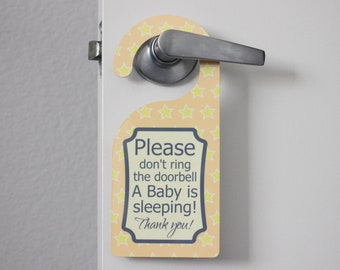 Sleeping Baby Sign - Don't Knock Door Sign - Sleeping Baby Door Hanger - Baby Is Sleeping Sign - New Baby Gift - New Parent Gift - Baby Gift