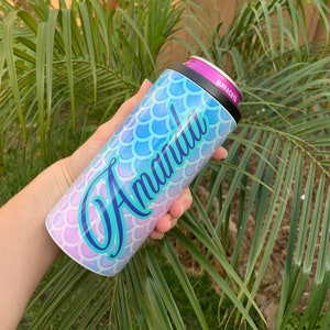 Mermaid Scales Can Cooler Mermaid Skinny Can Cooler Personalize Skinny Can Cooler Gift For Her Bridesmaids Gift Skinny Can Holder image 1