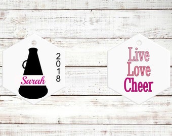 Cheer Ornament - Cheerleader Ornament - Cheer Gift - Cheerleader Gift - Live Love Cheer - Megaphone Ornament - Cheer Megaphone