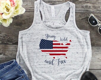 Young Wild And Free Tank Top - 4th Of July Shirt - Patriotic Tank Top - Patriotic Shirt - American Flag Shirt - Independence Day Shirt