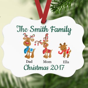 Family Ornament - Personalized Ornament - Family Christmas Ornament -Reindeer Ornament -  Gift For Mom - Christmas Decor - Custom Ornament