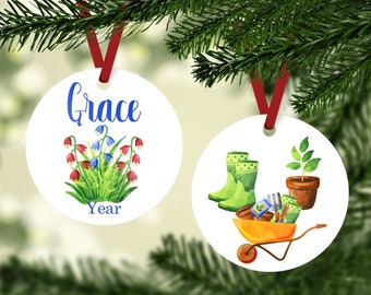 Adorno navideño de jardinero - Adorno de jardinería personalizado - Regalo de jardinería para amantes de las plantas - Regalo de jardinero personalizado