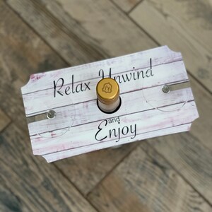 Rustic Wine Caddy Relax Unwind Enjoy Mother's Day Idea Wine Lover Gift Date Night Gift Housewarming Gift Barware Bar Accessory image 3