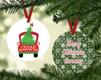 Red Truck Christmas Ornament - Christmas Truck Ornament - Personalized Red Truck Ornament - Custom Christmas Truck Ornament