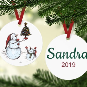 Snowman Ornament - Custom Ornament - Personalized Ornament - Gift For Coworker - Gift For Employee - Stocking Stuffer - Gift Under 15