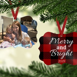 Family Ornament Photo Ornament Buffalo Plaid Ornament Personalized Photo Ornament Picture Ornament Personalized Ornament Keepsake Benelux (no frame)