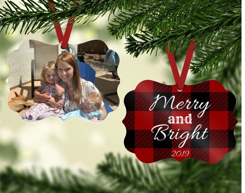 Family Ornament Photo Ornament Buffalo Plaid Ornament Personalized Photo Ornament Picture Ornament Personalized Ornament Keepsake Benelux (no frame)