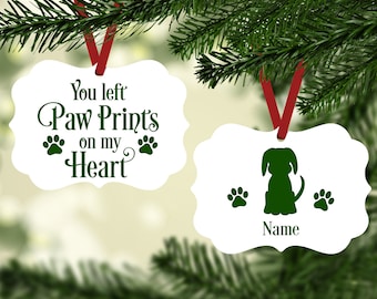 Dog Ornament - Pet Ornament - Custom Pet Ornament -Cat Ornament - Paw Ornament - Dog Lover Gift - Cat Lover Gift - Paw Prints On My Heart