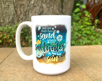 Beach Coffee Mug - Saltwater Mug - Ocean Lover Mug - Beach Lover Gift - Beach Theme Mug - Coffee Gift - Ocean Coffee Mug - Beach Mug