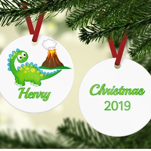 Dinosaur Ornament Dino Ornament Dino Christmas Ornament Personalized Ornament Ornament For Child Kid's Ornament Custom Ornament image 1