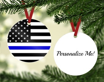 Personalized Police Ornament - Police Ornament - Blue Line Ornament - Back The Blue Ornament - Police Officer Ornament - Police Gift Idea