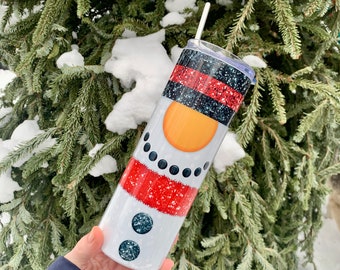 Snowman Skinny Tumbler - Glitter Skinny Tumbler - Snowman Tumbler - Mom Gift - Snowman Tumbler Cup - Momma Travel Mug