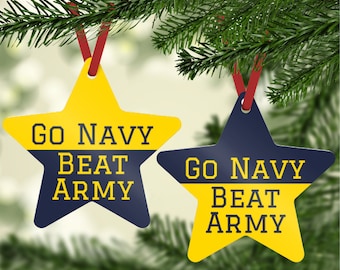 Go Navy Beat Army Ornament - USNA Ornament - Navy Ornament - Military Ornament - Military Gift - Military Spouse Gift