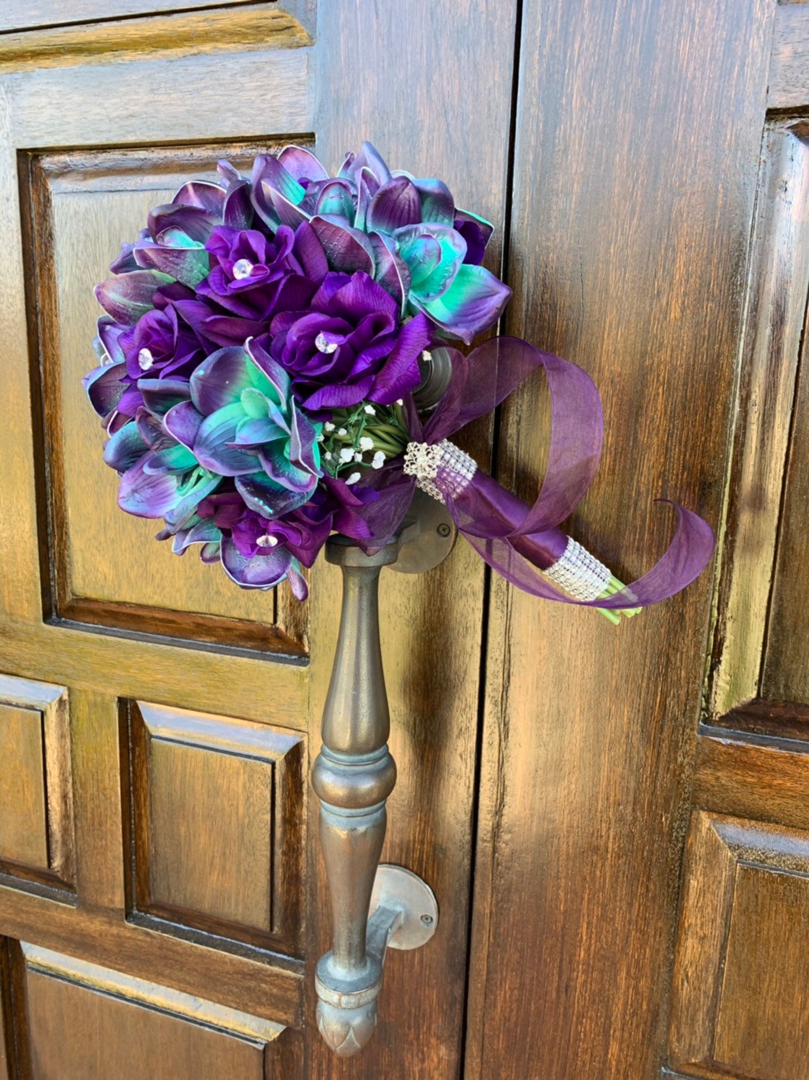 Galaxy Orchids Bridal Bouquet Bridesmaid Bouquet Silk Flower | Etsy