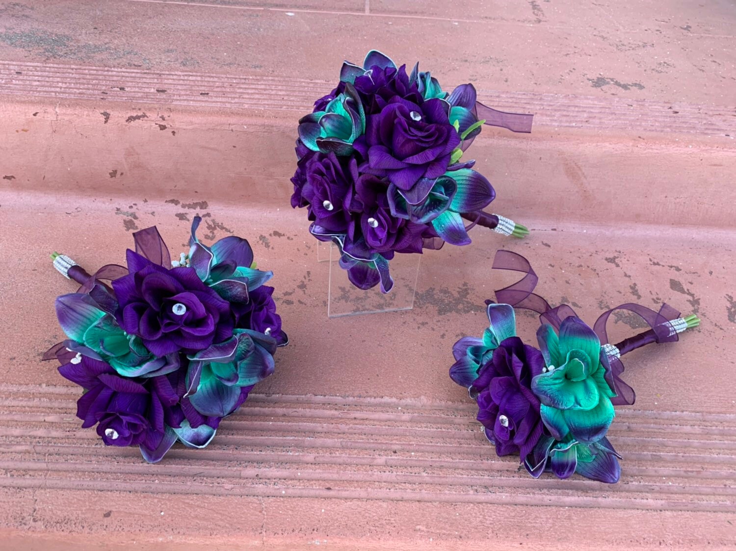 Galaxy Orchids Bridal Bouquet Bridesmaid Bouquet Silk Flower | Etsy