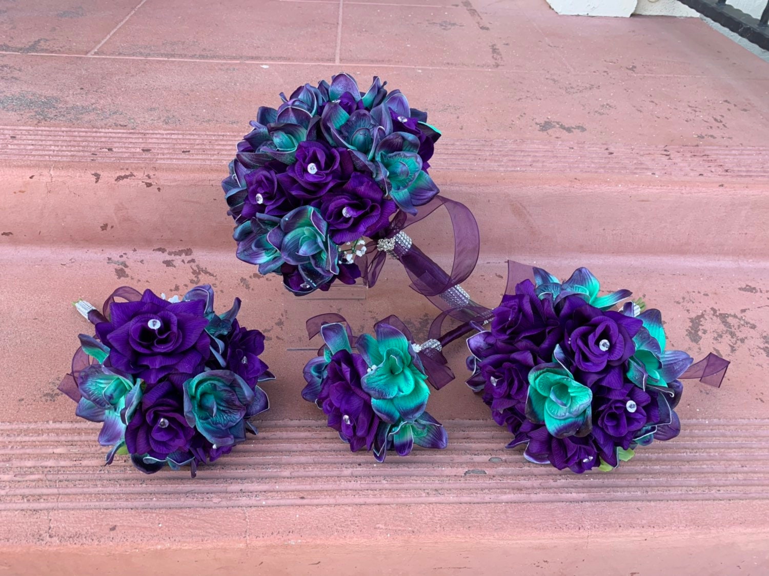 Galaxy Orchids Bridal Bouquet Bridesmaid Bouquet Silk Flower | Etsy