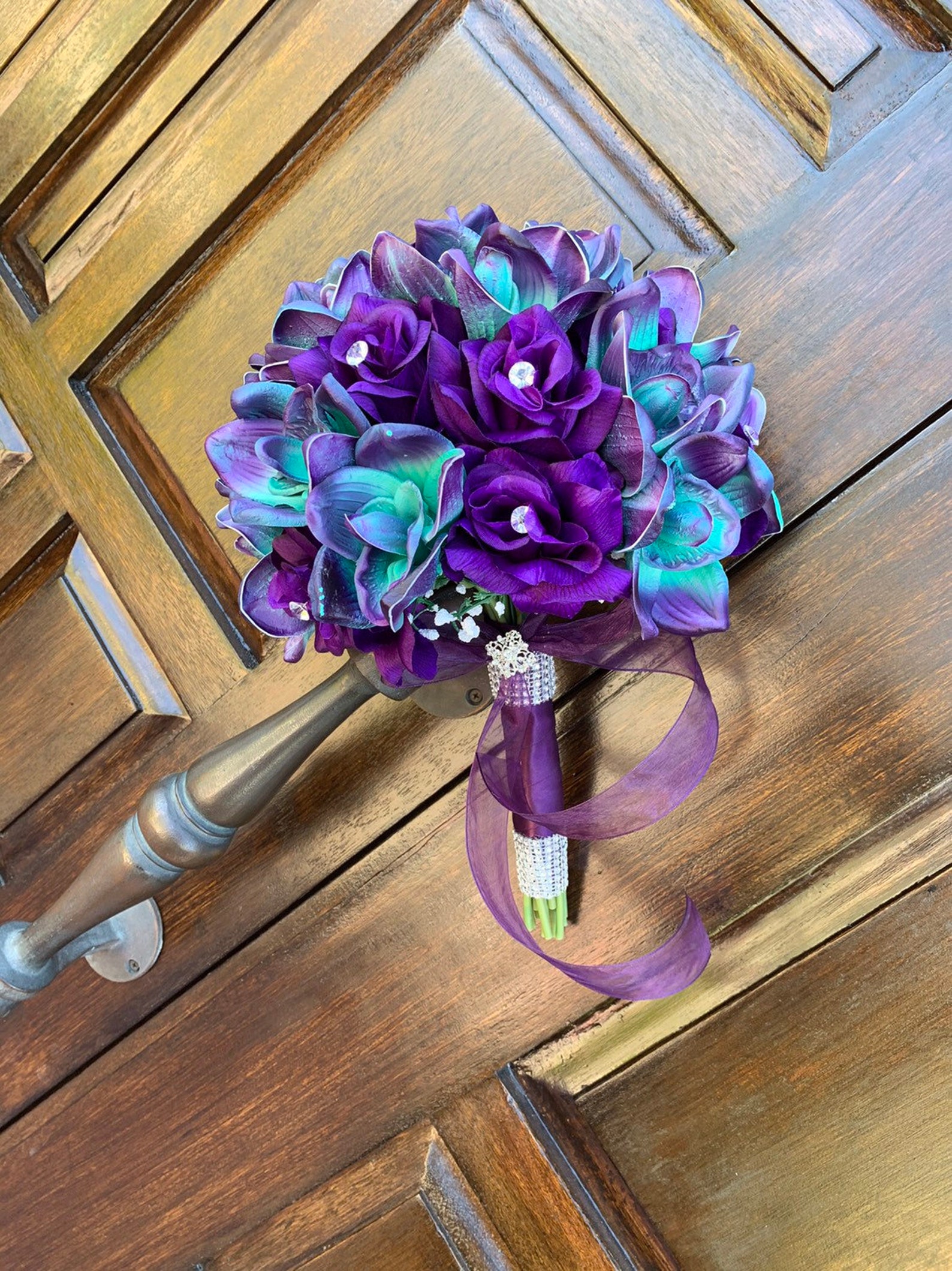 Galaxy Orchids Bridal Bouquet Bridesmaid Bouquet Silk Flower | Etsy