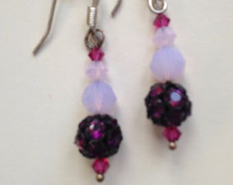 Swarovski Pink and Opaline Crystal Earrings