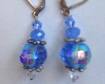 Sparkling Blue Swarovski AB Faceted Crystal