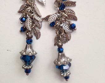 Teal Swarovski Crystal and Silver Earrings