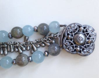 Labradorite and Silver Drop Chain Bracelet