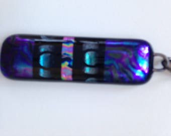 Dichroic Pendant on Black Chain