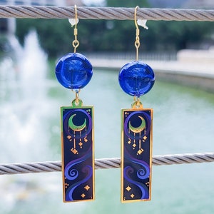 Japanese Wind Chime Earrings: Summer Night Sky, 18k Gold filled