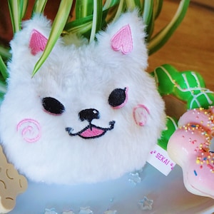 Samoyed Plush Coin Pouch Keychain