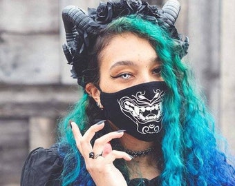 Customizable Oni Face Mask. Reflective, Holographic and Glow In The Dark Options.