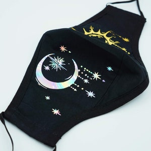 Sun and Moon Face Mask: Customizable Vinyl, Adjustable Straps