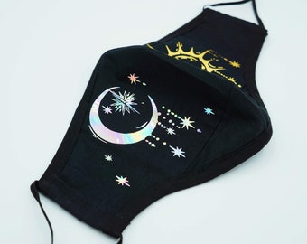 Sun and Moon Face Mask: Customizable Vinyl, Adjustable Straps