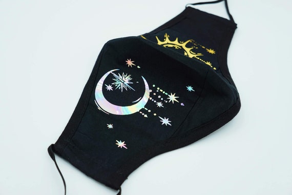 Sun and Moon Face Mask: Customizable Vinyl, Adjustable Straps