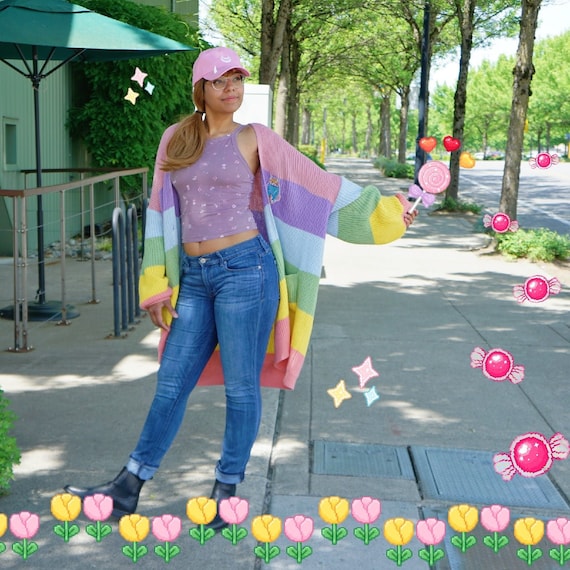 Oversized Shiba Rainbow Sweater