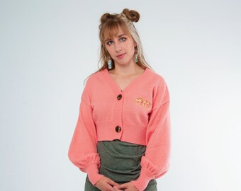 Rosy Maple Moth Knit Crop Top Cardigan With Bishop Sleeves - Etsy