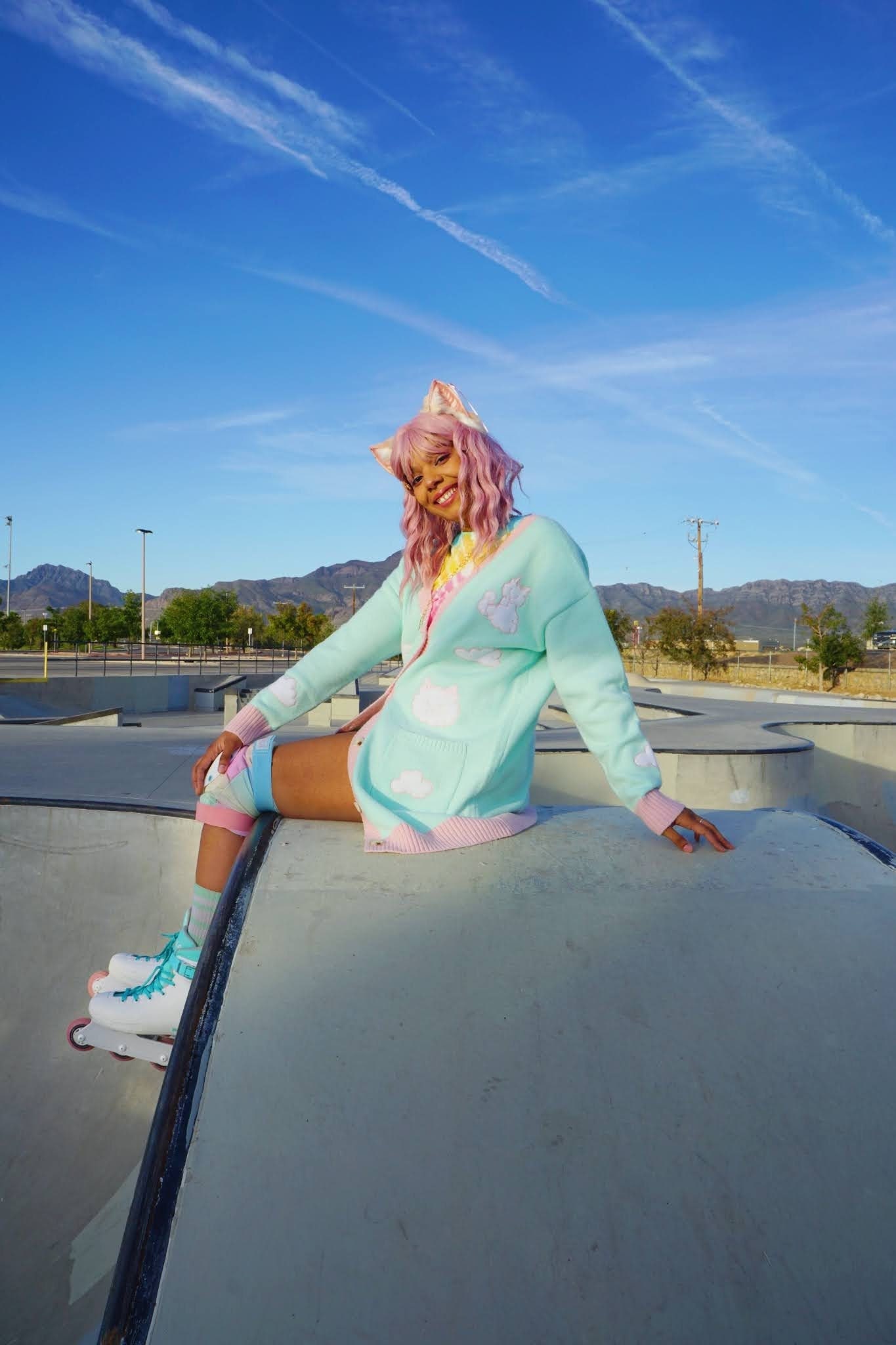 Cat Cloud Oversized Pastell Cardigan - mit Taschen!
