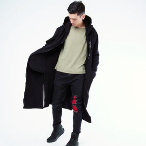 Sakura Long Line Zip Up Hoody