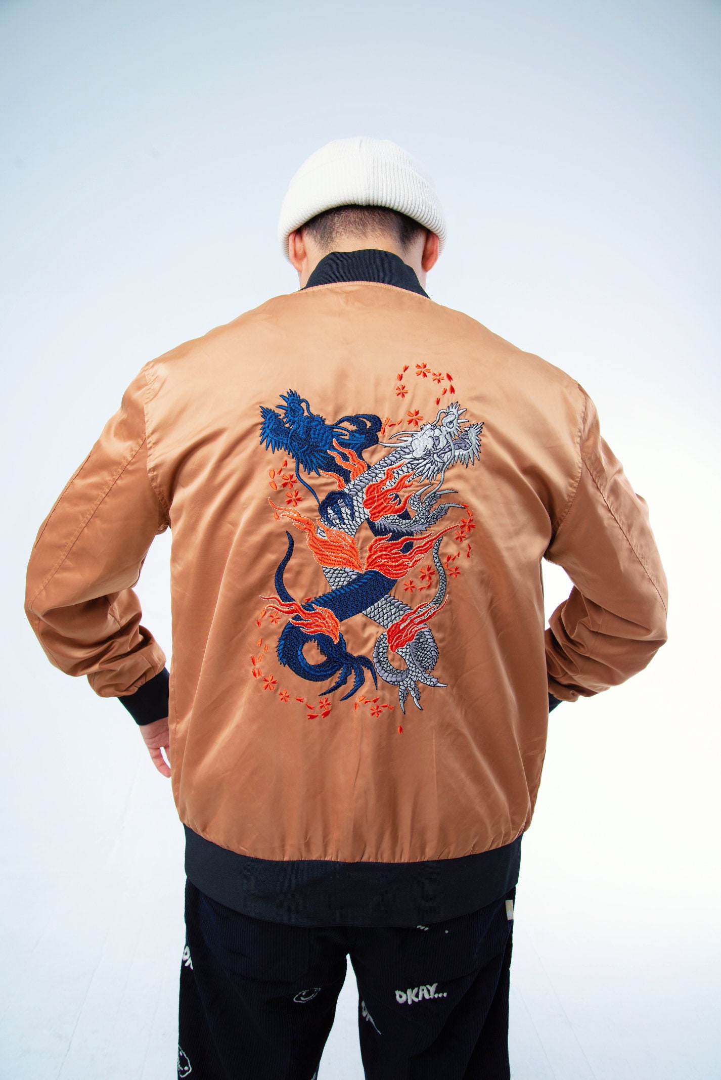 Embroidered Bomber Jacket Etsy