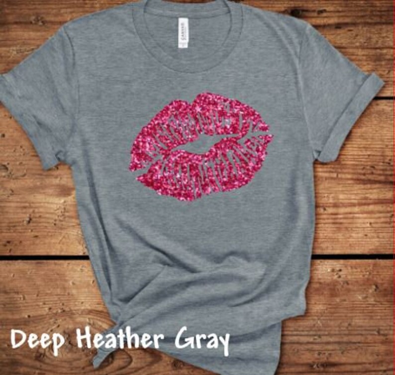 Large Lipstick TShirt Large Glitter Lips Smooching Lips Etsy