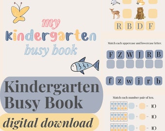 Kindergarten Busy Book, Busy Book for 4-6 year olds, Phonics, Addition, Ten Frame for Kindergarteners