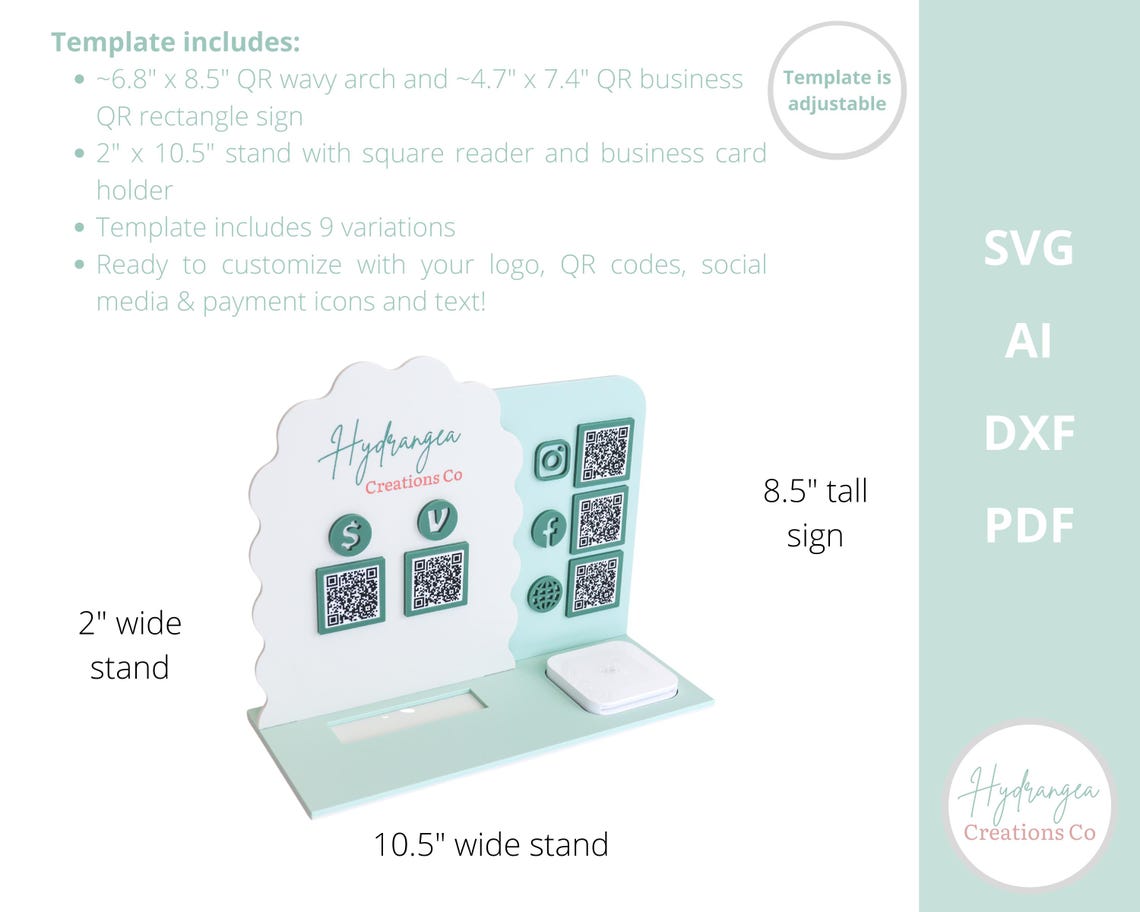 QR Wavy Sign Bundle Laser File SVG | Market Show Display | Scan to Pay ...