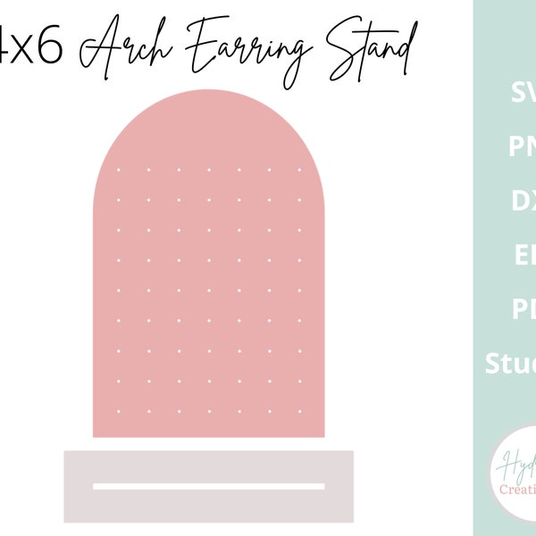 Earring Holder SVG | Arch Jewelry Holder with Stand Template | Minimalist Modern Earring Organizer Display | Glowforge Laser Cut File